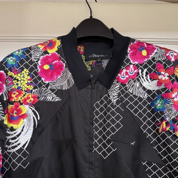 Colorful 3.1 Phillip Lim Floral Print Bomber Jacket sz M - Picture 5 of 6